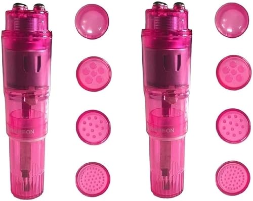 Finever Mini bolígrafo masajeador de mano con 4 cabezales para cara, cuello, cabeza, espalda (paquete de 2 rosas)