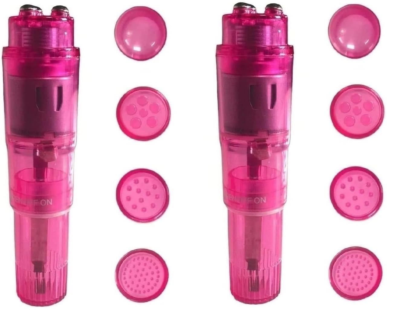 Finever Mini Massager Handheld Pen with 4 Heads for Face, Neck, Head,Back (2Pack Pink)