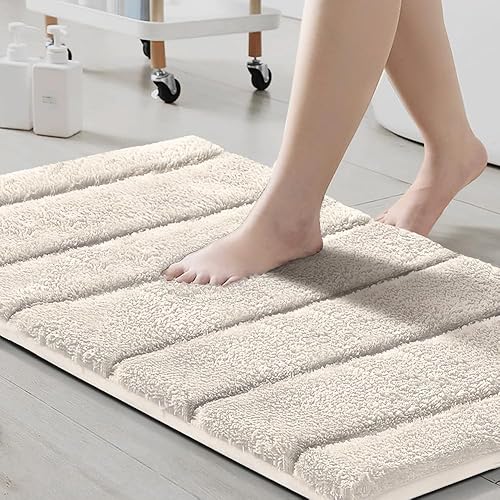 H.VERSAILTEX Alfombra de baño de terciopelo grueso, súper peluda, suave, antideslizante, absorbente de agua, a rayas, se seca rápidamente, lavable y