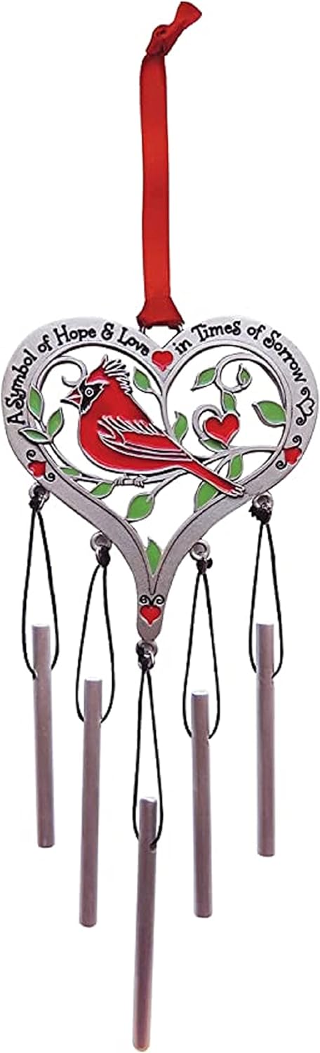 Abbey & CA Gift Hope & Love Cardinal Wind Chime On Red Ribbon