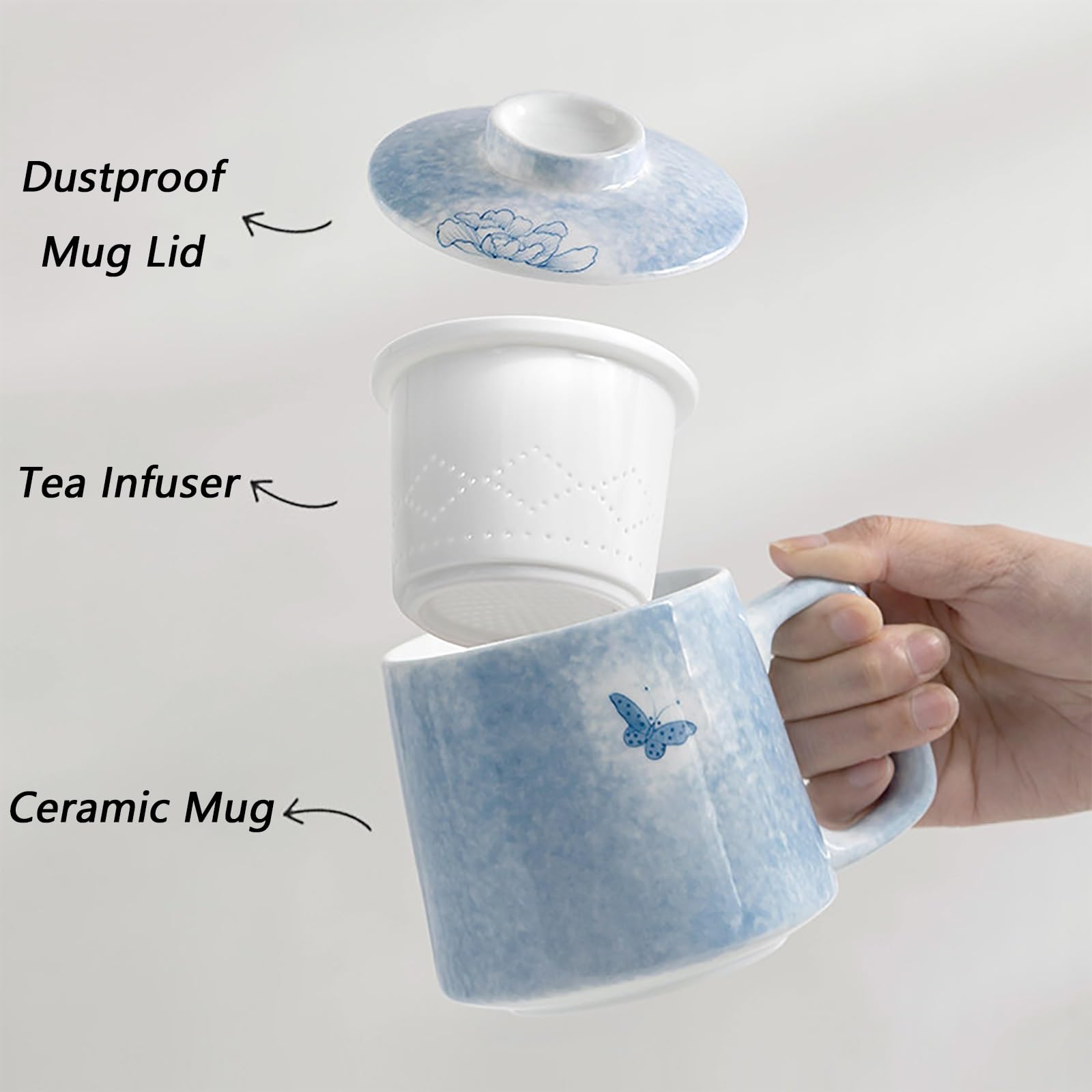 Taza Ceramica, Tazas de Te, Infusor para Té de Hojas Sueltas, Elegante y Sencillo, Apto para Lavavajillas, Ideal para El Hogar y La Oficina