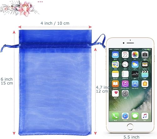 Miniatura 41 de HRX Package 100 bolsas de organza con cordón verde oliva, 4 x 6 pulgadas, bolsas de regalo de malla de caramelo, bolsas de joyería, bolsitas