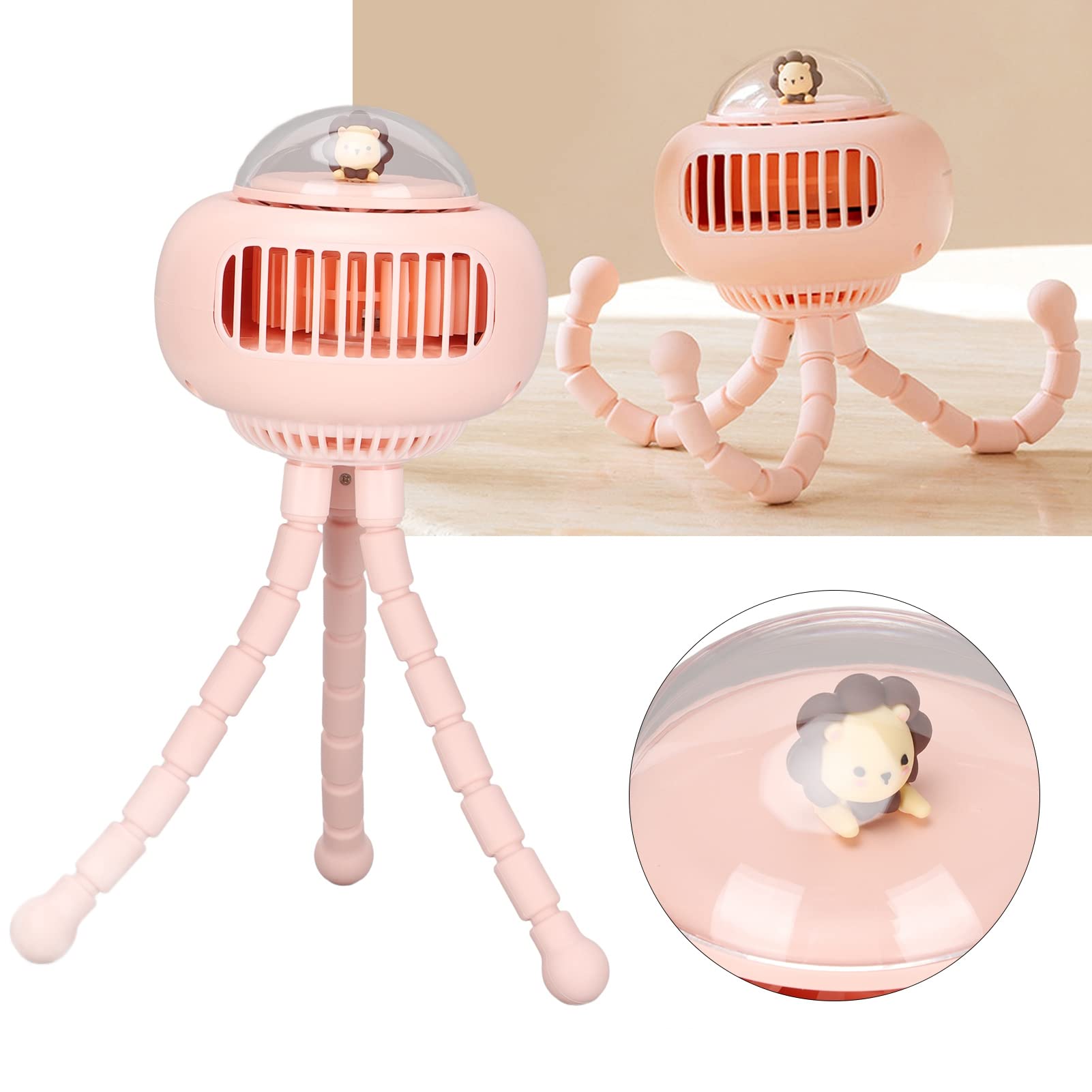 Ventilador para Coche con Trípode, 4.3x4.3x10.4in (PINK)