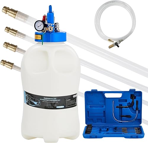 TUFFIOM Kit de bomba de fluido de transmisión de 10L, extractor profesional de fluidos de aceite de 2 vías y sistema de recarga con 15 adaptadores