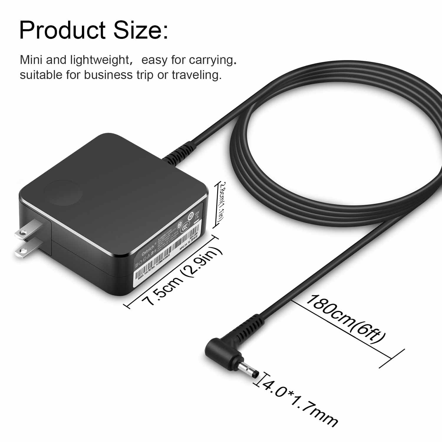 Charger Compatible with Lenovo Laptop Computer 65W 45W Round Tip Power Supply AC Adapter — Amazon image 5