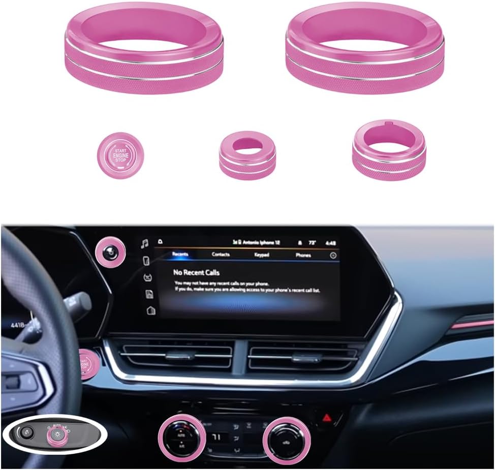 6PCS Knob Covers for 2024-2026 Chevy Trax/Trailblazer for Buick Envista/Encore GX. Fits AC, Volume, Start & Headlight. Aluminum Trim. (NOT for Avenir, LS, 1RS) (red)