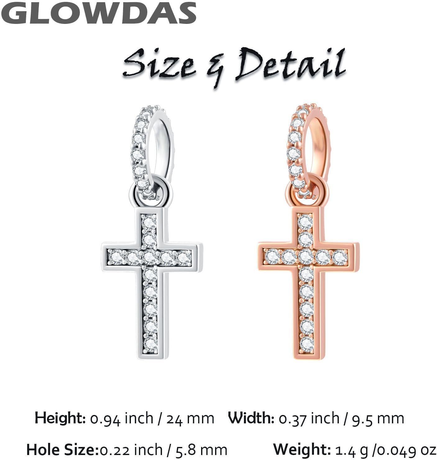 2026 Sparkling Cross Charms Pendant fit Pandora Religious Bracelet, Silver Plated Christian Faith Cross Mini Dangle Charm, Gifts for Grandma/Family/Christmas - Image 3