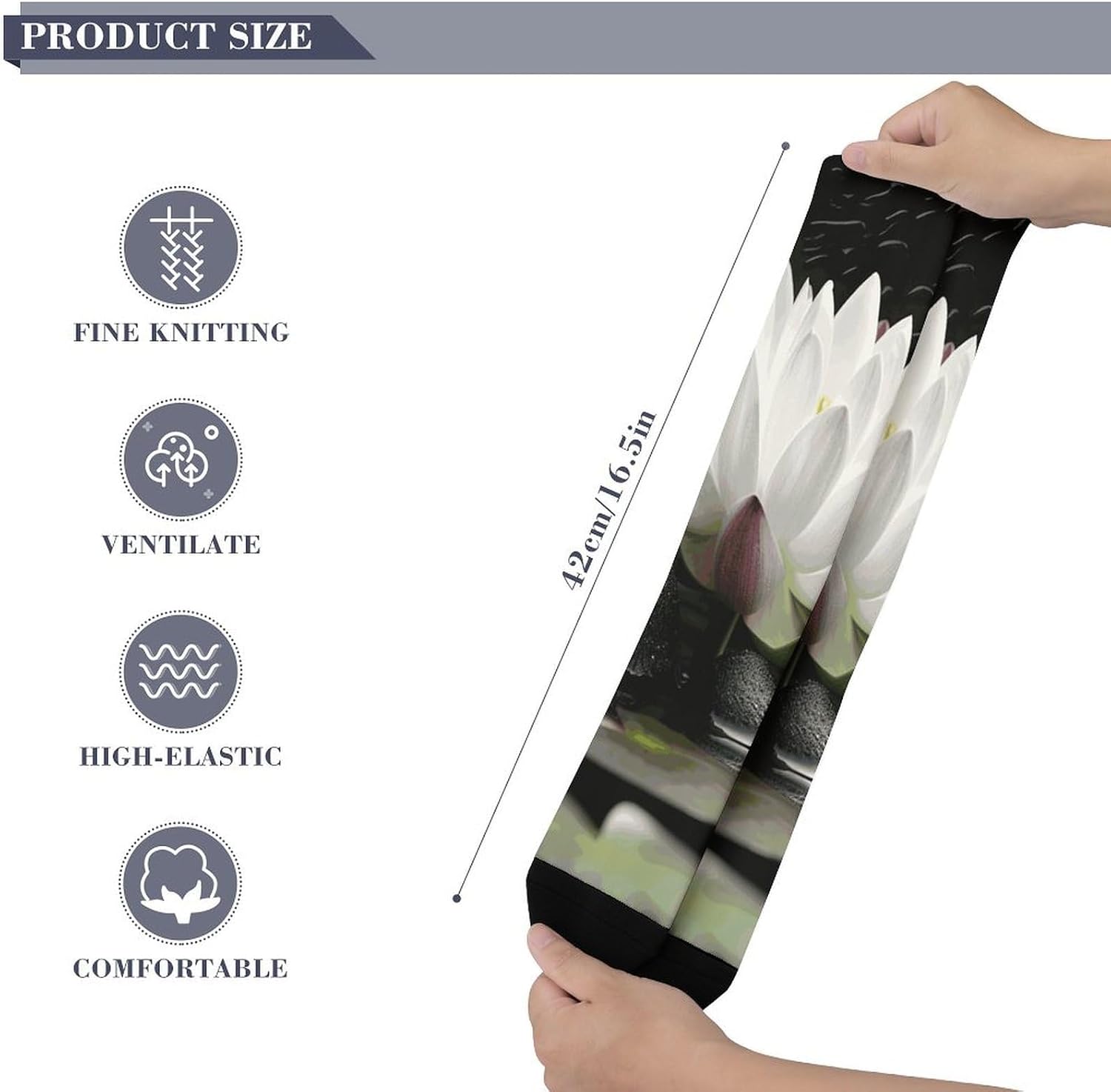 Black Zen Stones Knee High Soccer Socks Moisture Wicking