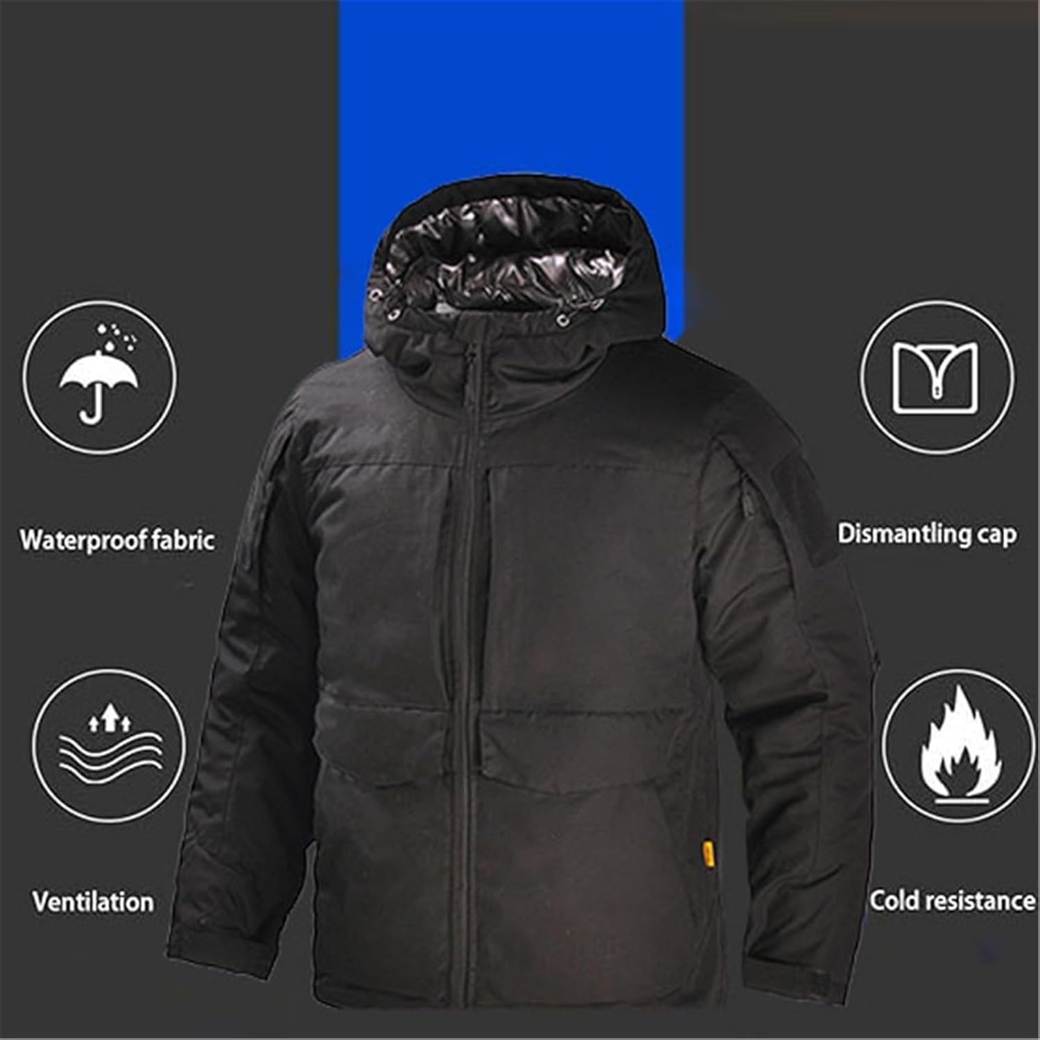 Wygwlg Outdoor Adventures Jacket and Pants Set, Windproof Warm Wear-Resisting Hooded Ski Suit 2-Piece Ski Suits Set for Men