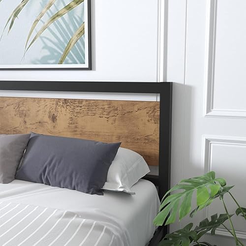 Miniatura 3 de Catrimown Base de cama individual con cabecera y estribo de madera, cama de plataforma individual con almacenamiento, marco de cama de madera,