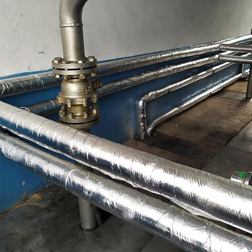 Rohrisolierung Aus Steinwolle Mit Aluminiumüberzug, Isolierung Für Kaminrohre Und Heizungen, Ø 27-273.0mm, Verschiedene Größen(ID108.0mmxT30.0mmxL1.0m)