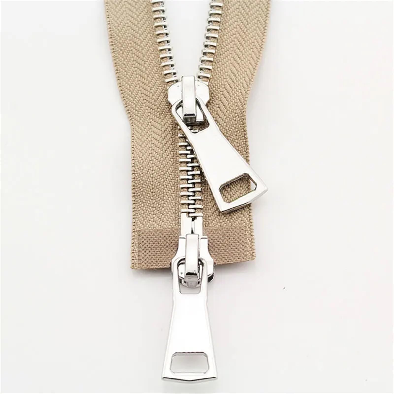 AOEGBY Zips Clothing Garments 70/90cm Jacket Metal Zipper Double Slider Two-Way Zip DIY Clothing Garment Zipper Replacement Handmade Supplies Two-Way Zip (Color : Khaki, Size : 70 cm)