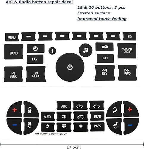 Miniatura 3 de AtticZone Kit de reparación de botones de radio de CA compatibles con GM GMC Yukon Acadia Sierra, Chevrolet Silverado Tahoe Suburban 2006-2014, 2