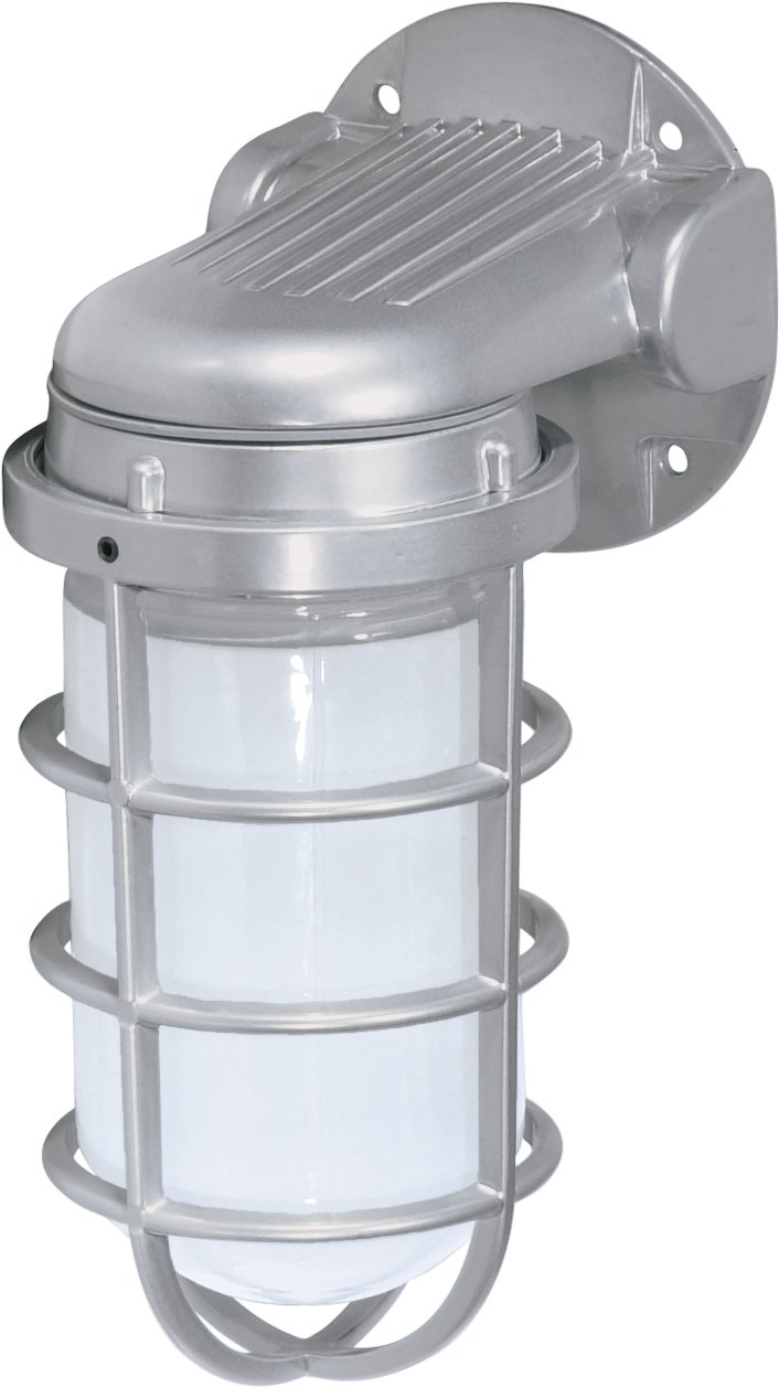 Nuvo Lighting SF76/622 Industrial Style Large Heavy Duty Aluminum Durable Outdoor Wall Mount Porch and Patio Light with Frosted Glass, Metallic Silver