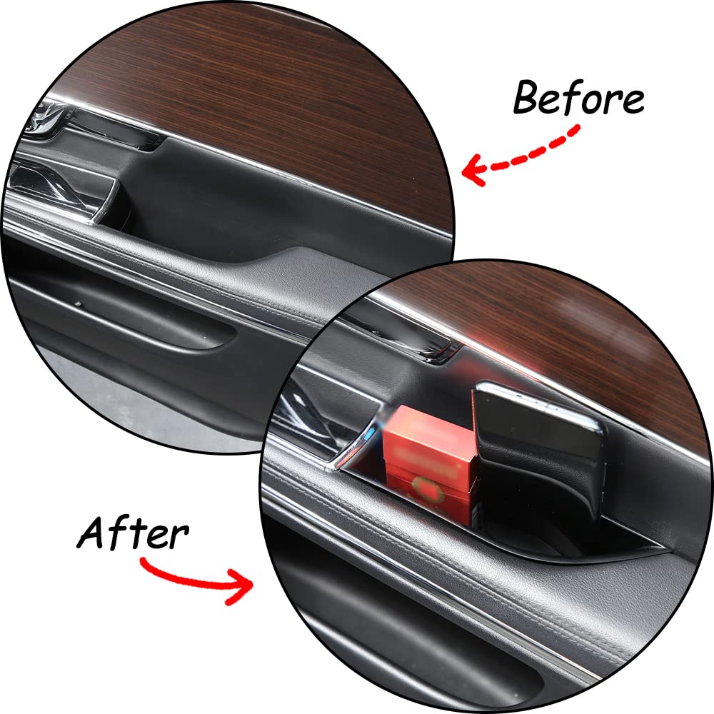 PIUGILH Door Side Storage Box Compatible with Jaguar XJ XJL XF 2010-2019 Front/Rear Row Door Storage Pockets Armrest Phone Container with Handle ABS Tray with Mats Insert Glove Pallet,2PCS