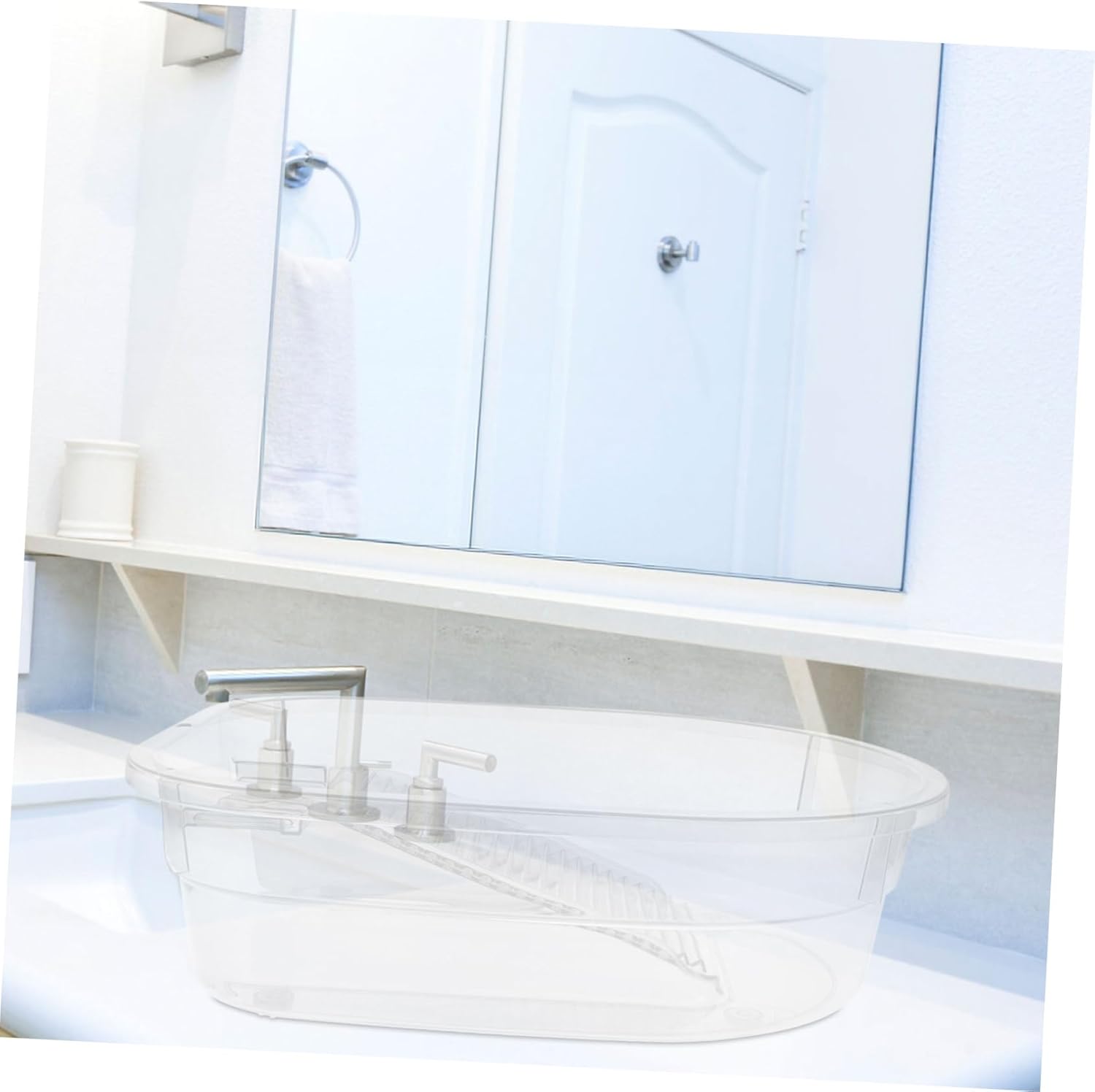 Washing Clothes Basin with Washboard Durable Transparent Laundry Basin for Hand Washing Clothes Items and More for Bathroom Dormitory Use