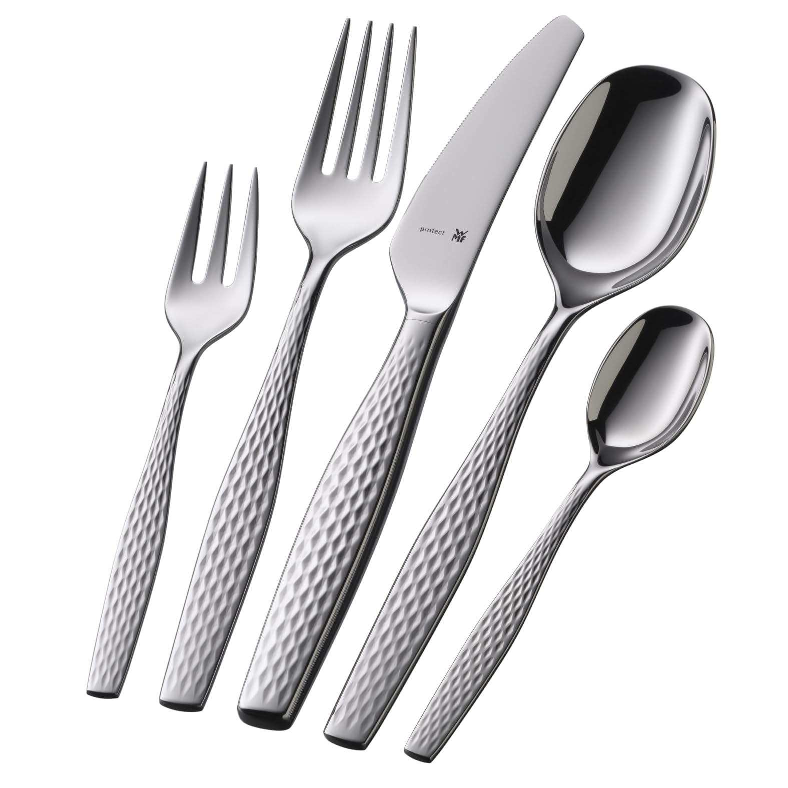 WMF Sentic Besteck-Set, 30-teilig für 6 Personen, ergonomisch, Cromargan protect®, spülmaschinenfest, geschmiedete Menuemesser, Besteckkasten 1270916340