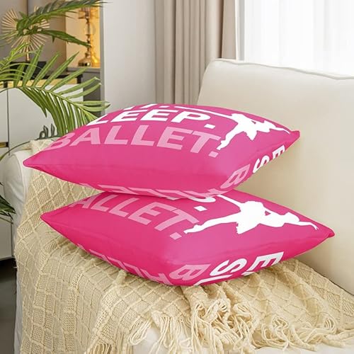 Jejeloiu Girls Ballet Throw Pillow Cover 18"X18" Set Of 2 Dallet Dancer Pillow Cases Kids Women Ballerina Decor Cushion Covers For Living Room Bedroom Pink Decorative Throw Pillowcases #TOP2
