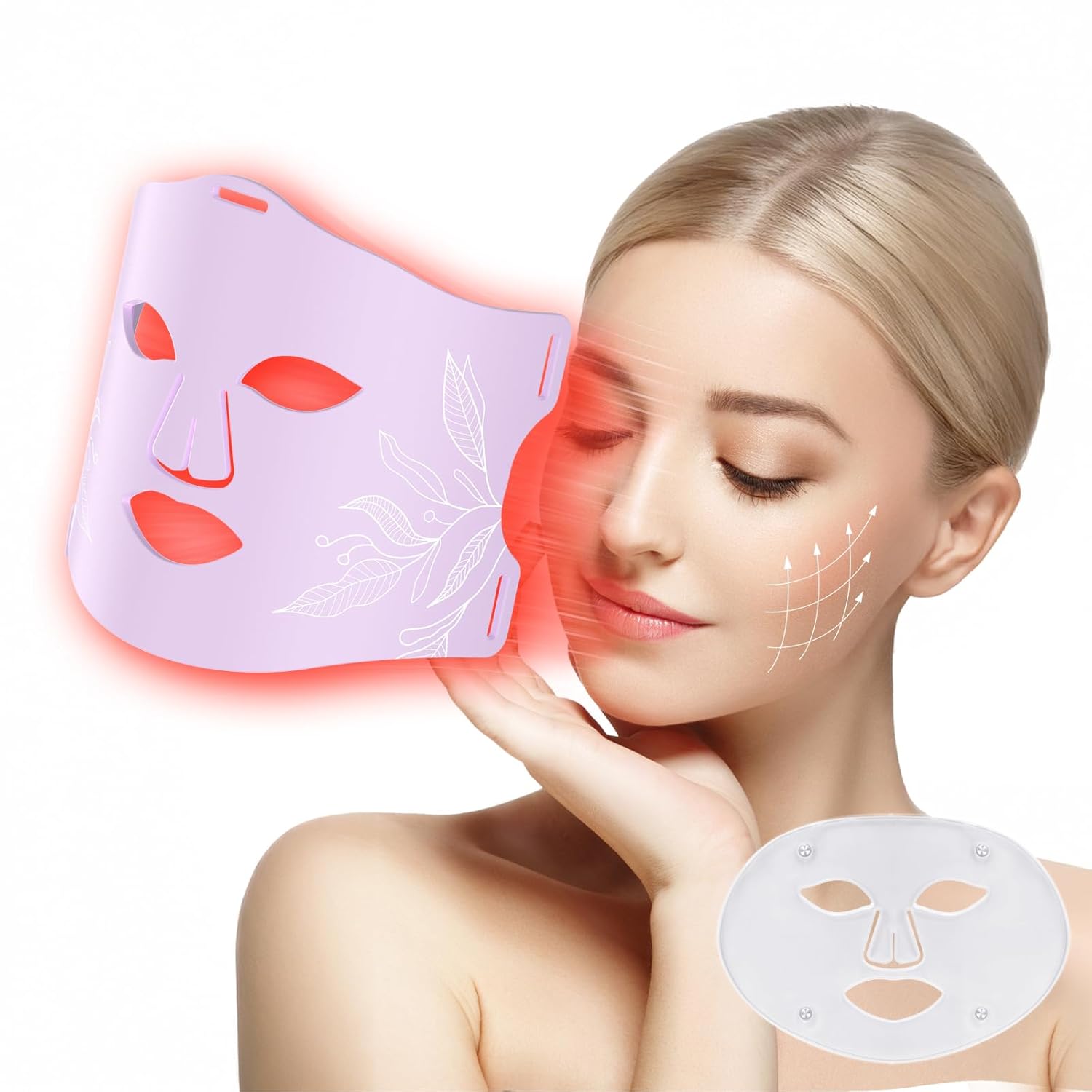 LED Face Mask Light Therapy with Gel Ice Pack, 8-1 Colors Facial Skin Care Device, 260 LEDS with NIR for Anti Aging, Wrinkles
