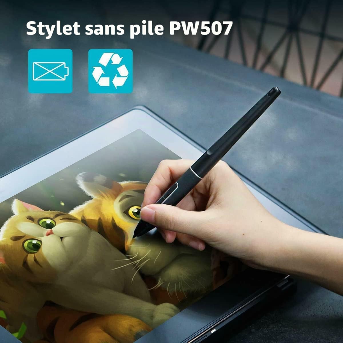 ciciglow Stylus Pen,Stylet pour écran Tactile,Stylet de Tablette Numérique Haute Sensibilité pour Tablette Kamvas Pro 12/13/16/Kamvas 16/20