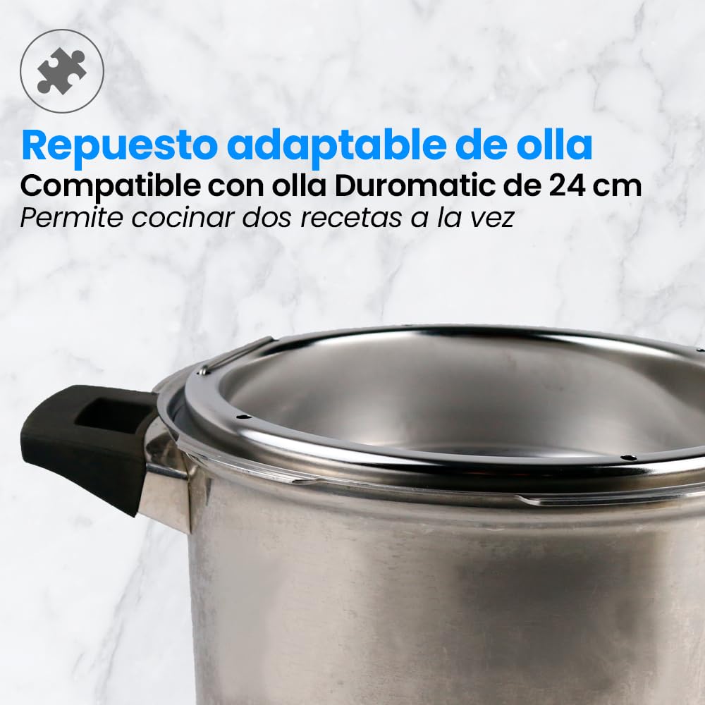 ANAKEL HOME Cestillo de Acero Inoxidable para Cocinar en Olla a Presión Compatible con Duromatic de 24cm | Cesto para Cocinar al Vapor Apto para Lavavajillas