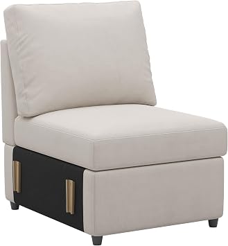 Belffin Velvet Middle Single Module Seat for Modular Sectional Sofa, Armrest Module for Sectional Sleeper Sofa Bed, Beige