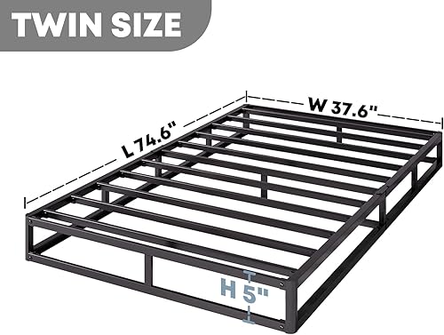 Miniatura 3 de Muelle de caja individual, 5 pulgadas de perfil bajo con muelles de caja doble, metal resistente, fácil montaje, antideslizante, sin ruido