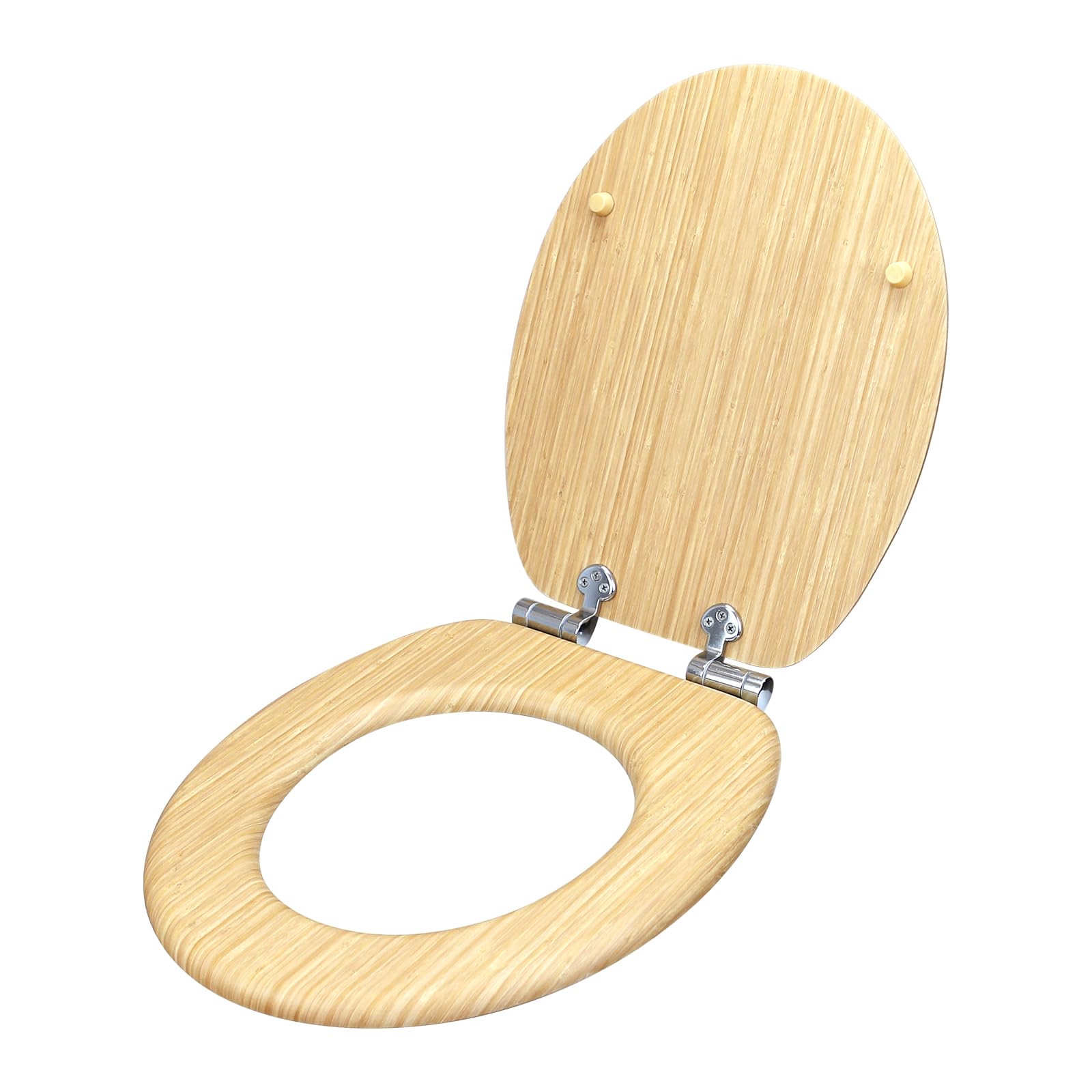 Abattant de WC avec système d'abaissement automatique, couvercle de toilette, en bois, stable, avec fermeture douce, siège de toilette, en bambou, avec de nombreux motifs de grain de bois