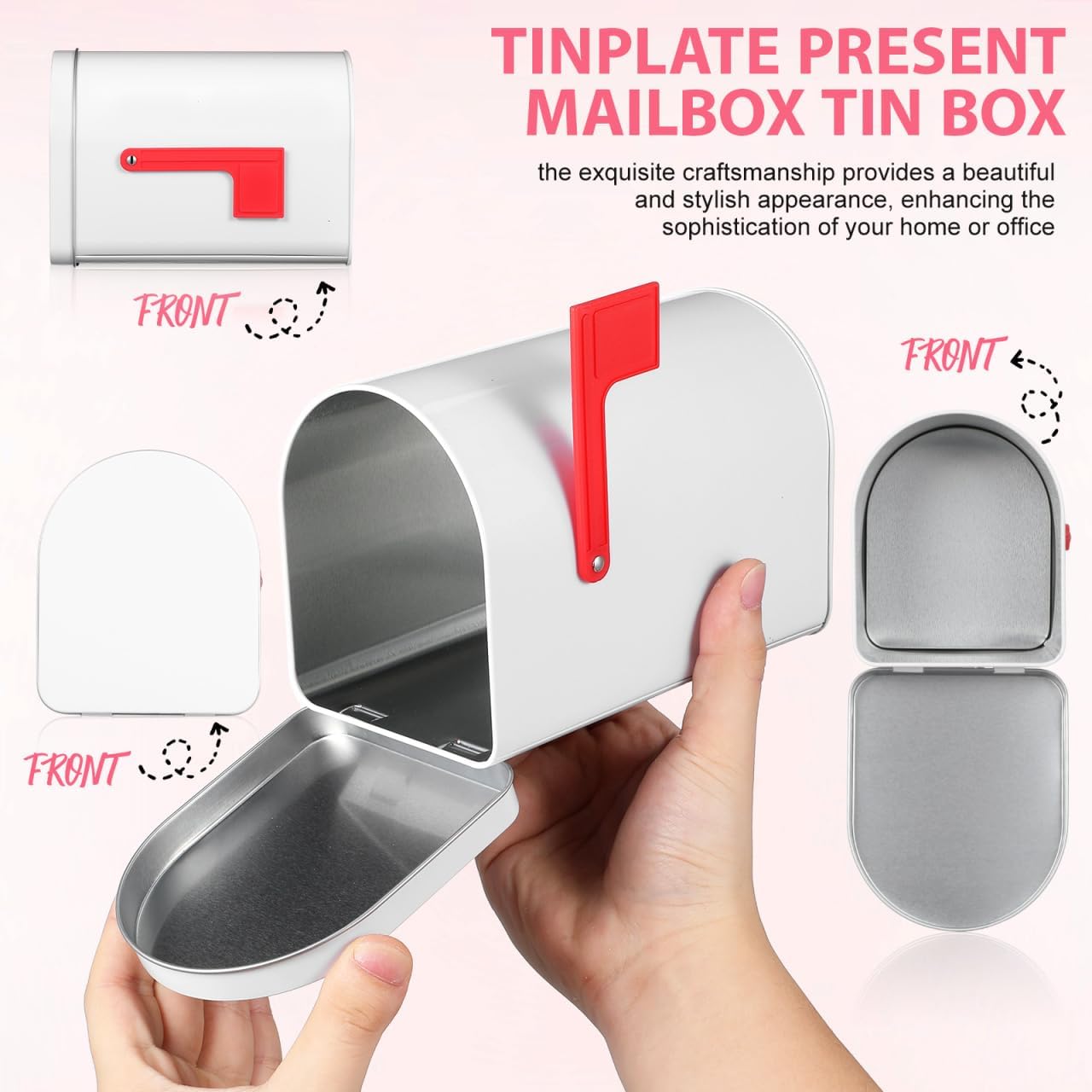 2Pcs Mini Mailbox, 6"X4" White Small Mailbox Toy, Cute Kids Mail Box for Cards, DIY Custom Mail Box for Role Playing and Handicraft