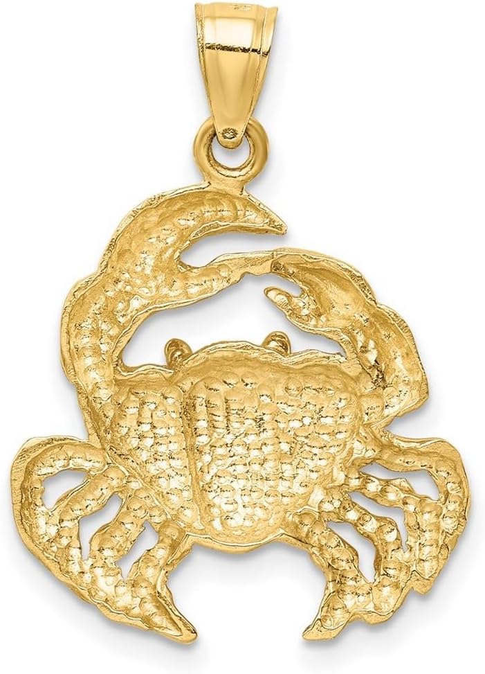 JewelryWeb 20mm 14k Solid Yellow Gold Polished Crab Pendant Necklace Pendant for Women - Image 4