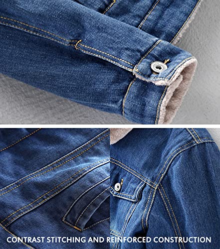Image of EXEKE Men's Fleece Lined Denim Trucker Jacket Warm Winter Coats