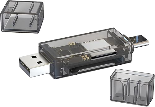 Lecteur de carte mémoire USB 3.0 – Adaptateur de carte transparent style Mecha |