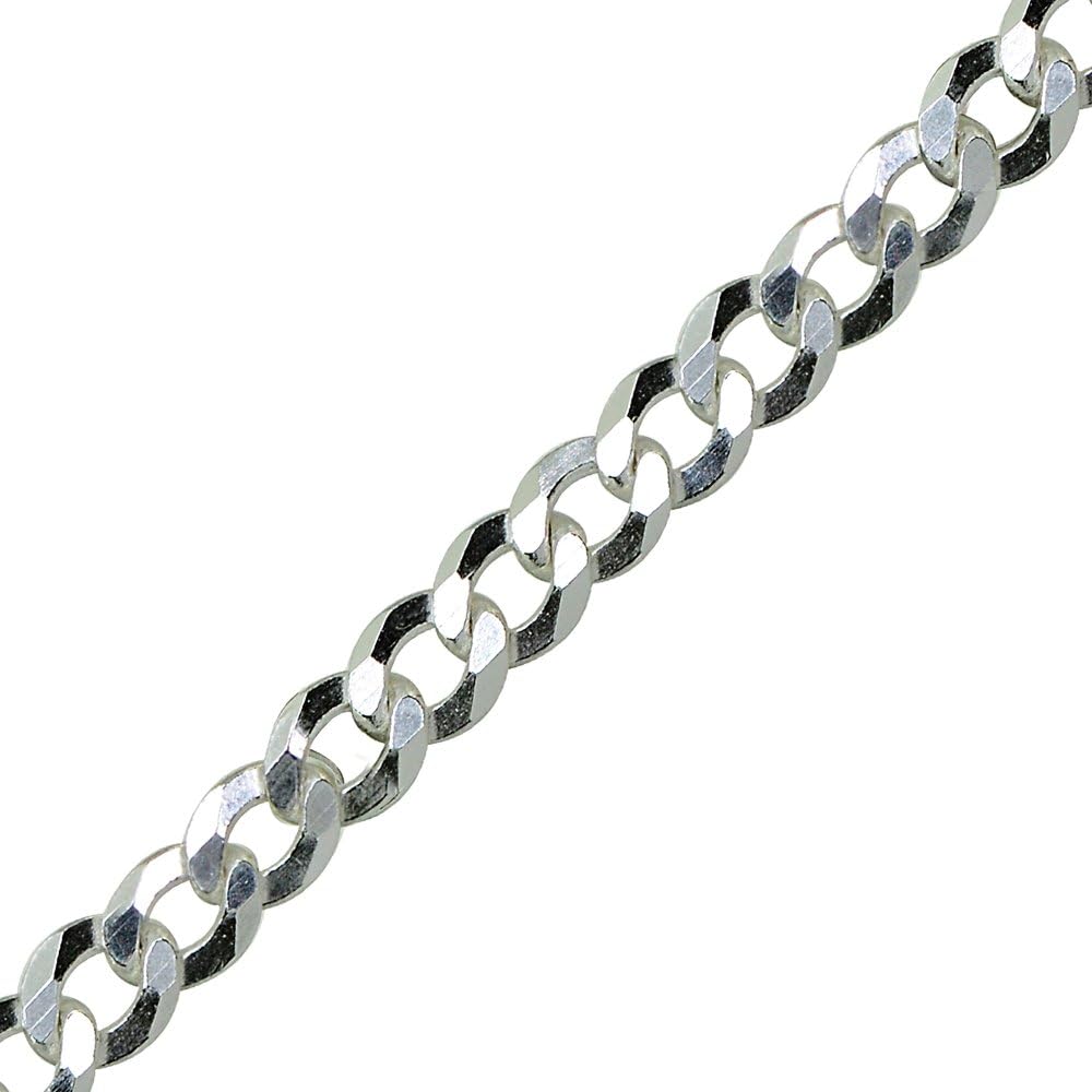 Sterling Silver Italian 4mm Diamond-Cut Cuban Curb Link Chain Necklace for Men Women