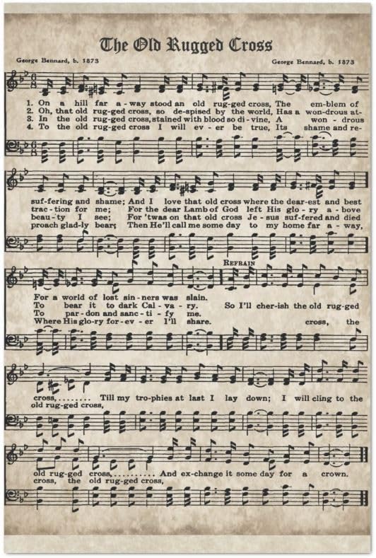 The Old Rugged Cross Hymn Large Decoupage Paper, 21"x29" (For Furniture, large projects)