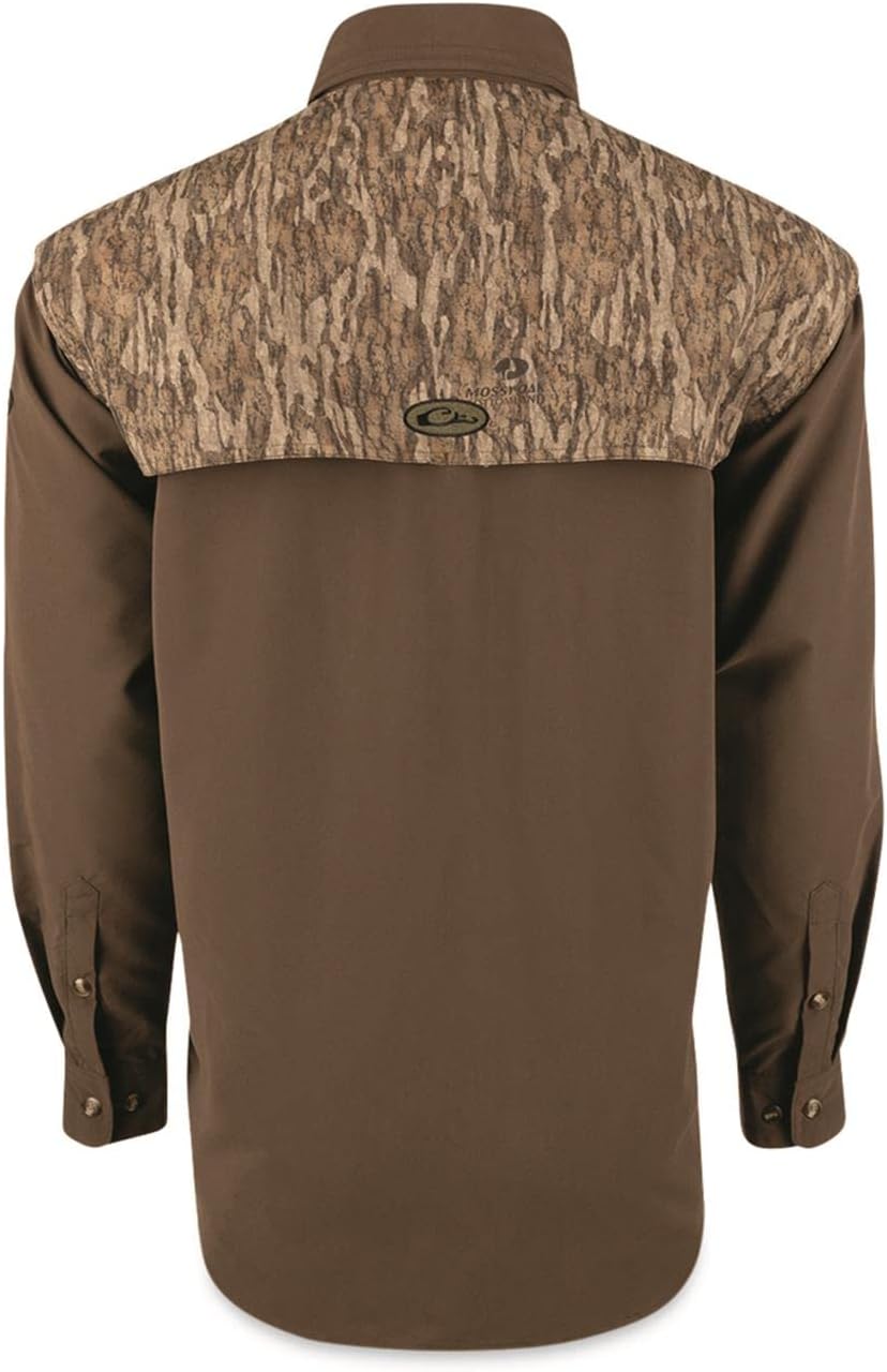 Drake Youth Two-Tone Camo Wingshooter's Shirt L/S Mossy Oak Bottomland 12