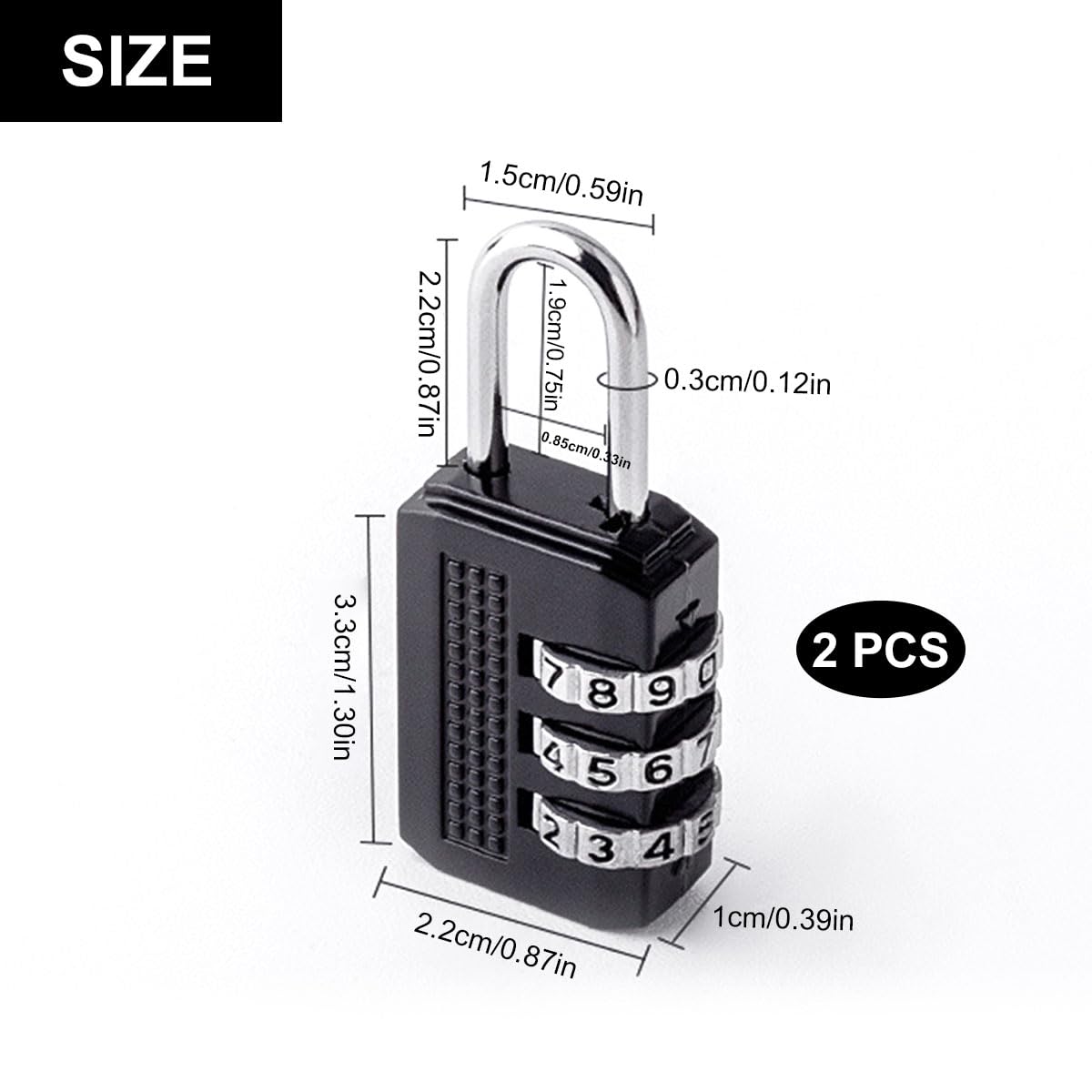 2 Lucchetti A Combinazione 3 Cifre - Impermeabili Per Armadietti, Bici E Valigie, Con Portachiavi In Acciaio - Foto 8