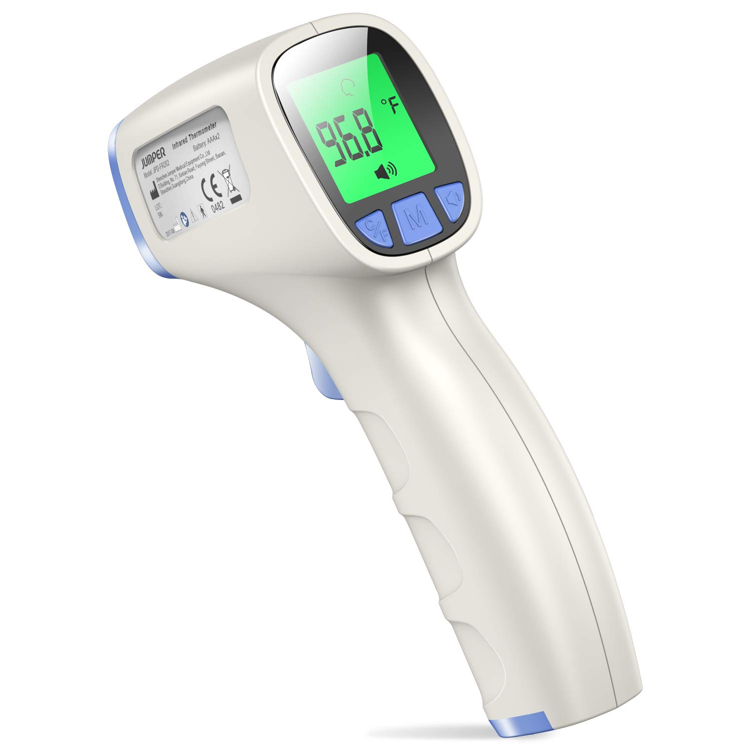 JUMPER Forehead Thermometer, Non Contact Thermometer for Forehead and Object Surface Measurement with Instant Reading and Fever Warning for Kids and Adults (Sky Blue)