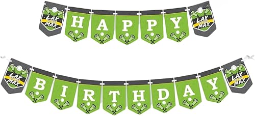 Big Dot of Happiness Lax to the Max - Lacrosse - Banderín de fiesta de cumpleaños - Decoraciones de fiesta - Feliz cumpleaños