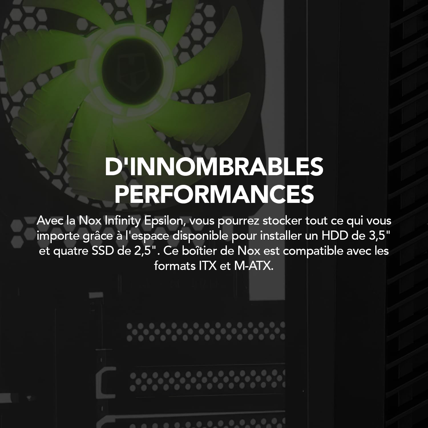 NOX Xtreme Products Infinity Zeta - Mini Tour M-ATX/ITX ARGB Rainbow Dynamic, latéral en Verre trempé, Espace pour 6 Ventilateurs, Compatible avec Les Cartes Graphiques jusqu'à 310 mm, USB 3.0, Noir