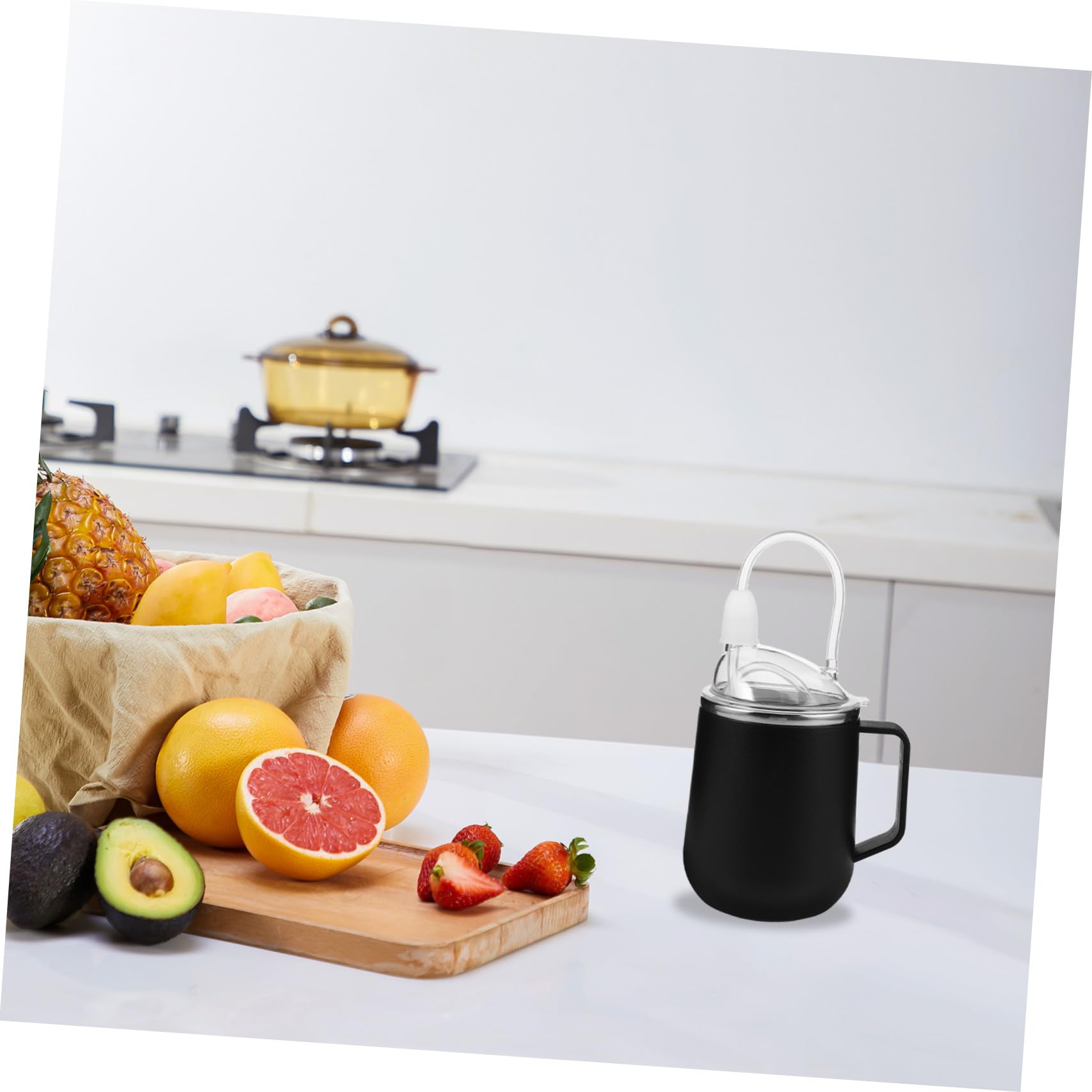 FOMIYES Pflege Trinkbecher mit 450ml aus Edelstahl, Schwarz