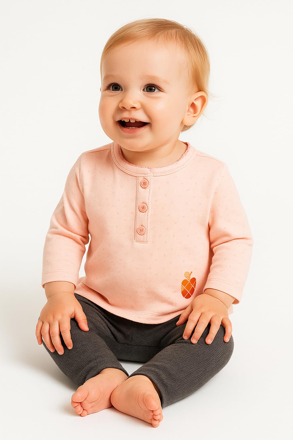 TuddyBuddy Baby Girl's Top (Peach, Purple & Teal_3-6 Months) 2
