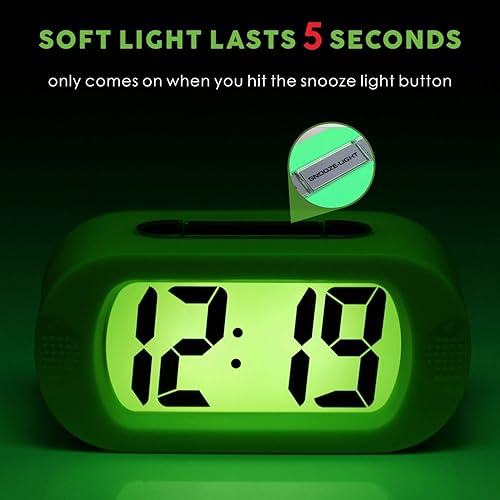 Miniatura 3 de Plumeet Funda protectora de silicona de fácil ajuste, pantalla LCD silenciosa, reloj despertador para mesita de noche con función de luz de