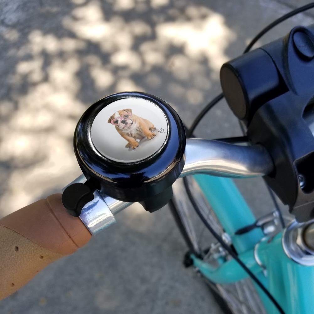 GRAPHICS & MORE British Bulldog Puppy Dog Wearing Heart Glasses Bicycle Handlebar Bike Bell
