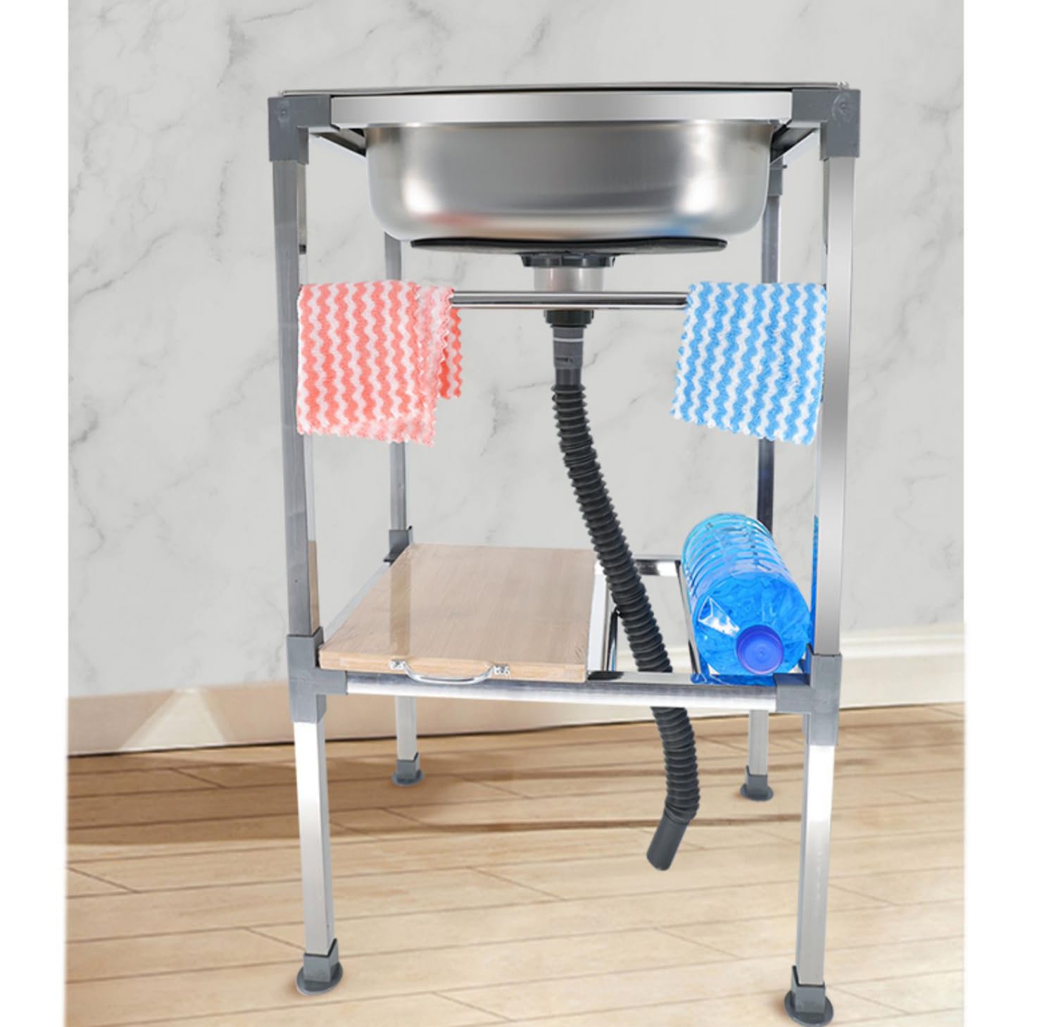 Fregadero de Acero inoxidable, fregadero de cocina, fregadero para hostelería independiente para Mesa de comedor, cocina, garaje Industrial, lavadero con grifo y desagüe (42x37x83cm)