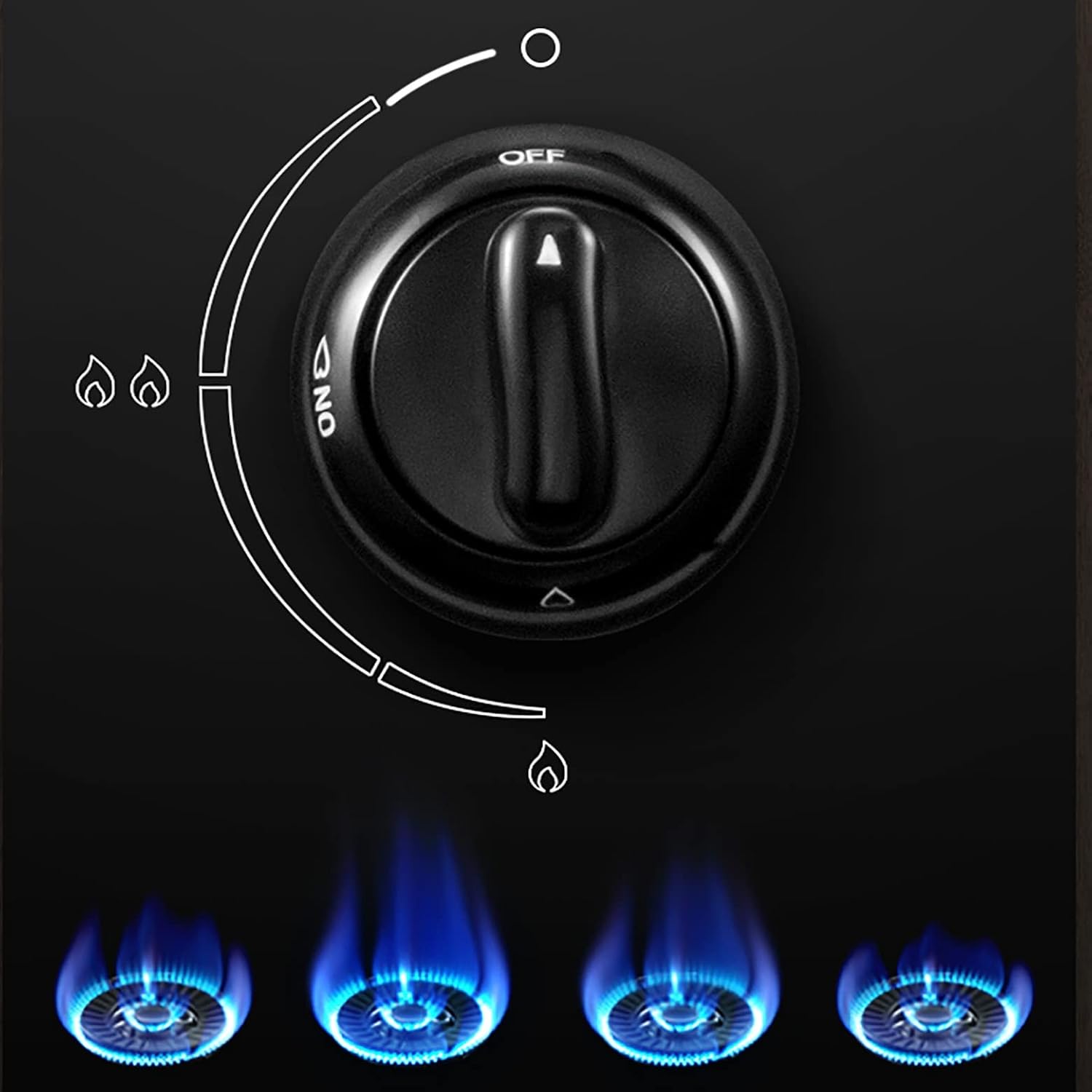 Gas cooktop Desktop Burner Gas Cooker gas hob 5. 2KW Fierce Fire Desktop Cooking Stove With Flameout Protection, Black Spray Panel