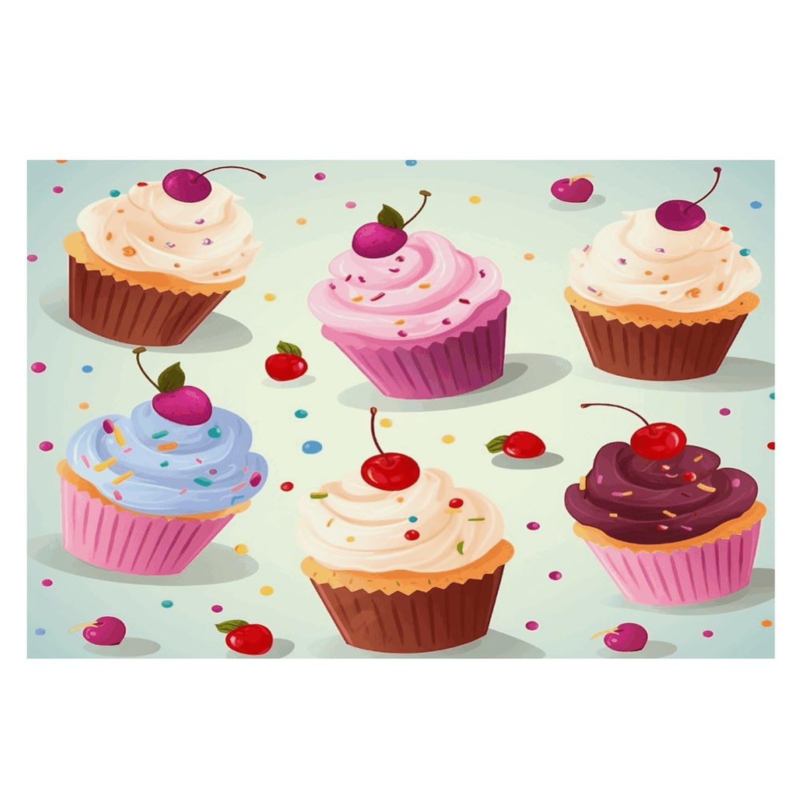 Delicious Cupcakes Placemats Heat-Resistant Washable Place Mats Anti Slip Dining Table Place Mats Wipeable Dining Table Mats Kitchen Decoration Placemats 17.7’’×11.8’’