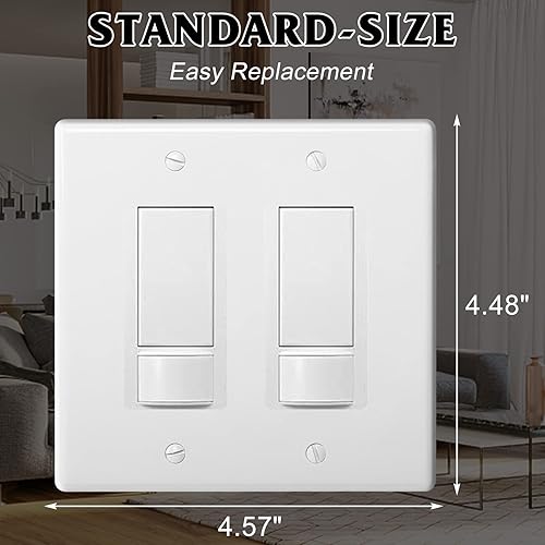 Miniatura 5 de Placas decorativas de pared de 2 segmentos para interruptores de luz, interruptor inteligente, atenuadores, GFCI, receptáculo, salida USB, tamaño