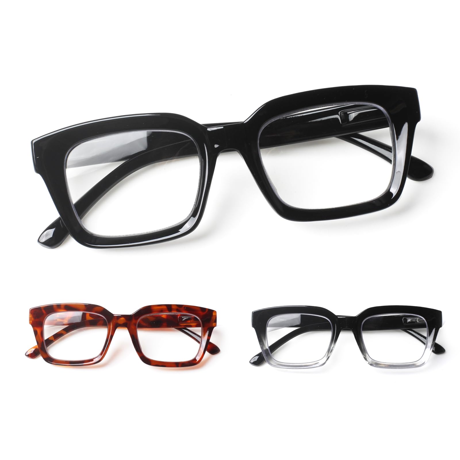 JOSCHOO 3 Pack Reading Glasses Blue Light Blocking Computer Spring Hinge Readers for Women Men