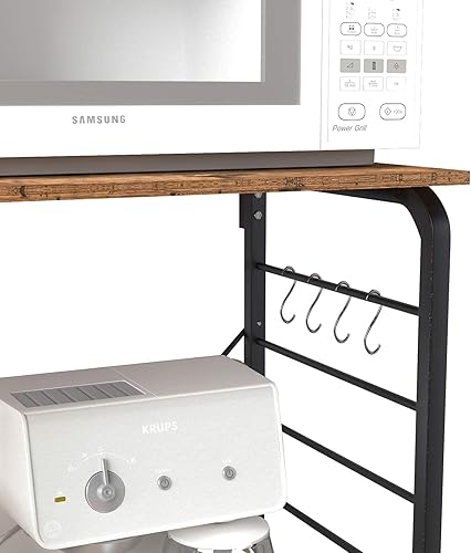 Miniatura 5 de sogesfurniture Estante de cocina para panadero, soporte para horno microondas utilitario de 35.4 pulgadas, estante de almacenamiento de 4 niveles