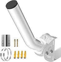 Vista 12 de Soporte de antena universal, poste ajustable resistente de 50 libras y soporte de montaje en J de pared, apto para antena de TV al aire libre